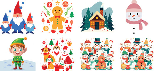 Christmas Icon Set in Flat Design Style Christmas icon bundle design