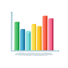 Colorful Bar Chart Showing Increasing Trends Isolated on Black Background