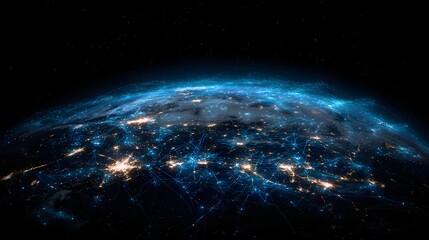 Fototapeta premium Global network of connections overlaid on an earth image.