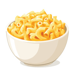 flat vector of a bowl of mac and cheese with cheesy swirls