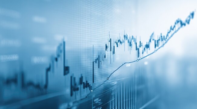 Financial data chart, upward trend
