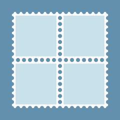 Four Blue Perforated Square Postage Stamps