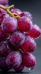 Fresh red grapes with water droplets close up macro shot healthy fruit food photography still life image vine 100
