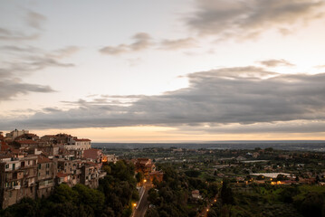 sunset over the city of Ariccia
