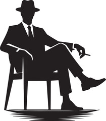 Businessman Silhouette Sitting on Chair Vector Illustration