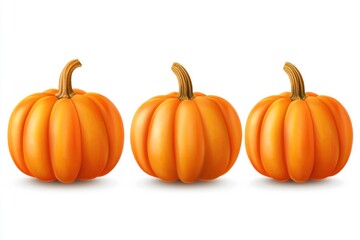 Obraz premium Orange Pumpkin Set Isolated on White Background. Multiple Pumpkin Jack-o-Lanterns Halloween Concept. Autumn Harvest Clip Art. Pumpkins with Clipping Path. Fall Season Decoration Design.