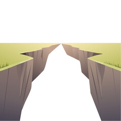 Deep cliffside chasm with grassy edge vector illustration for backgrounds or visual metaphors