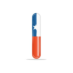 Isolated Pill Capsule Colored With Blue White and Red Design on Black Background