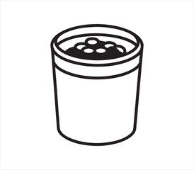 Black and White Vector Illustration of a Cup with Spherical Objects for Creative Projects and Designs Minimalist Style