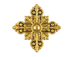 Vintage Baroque Decorative Cross in Gold and Black Finish PNG Transparent