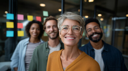 Teamwork and leadership in an inclusive workplace with a successful group of professionals