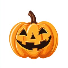 Jack-o-Lantern Pumpkin Isolated on White Background. Halloween Pumpkin Face Carving Concept. Autumn Harvest Clip Art. Pumpkin with Clipping Path. Fall Season Decoration Design.