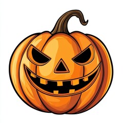 Fototapeta premium Jack-o-Lantern Pumpkin Isolated on White Background. Halloween Pumpkin Face Carving Concept. Autumn Harvest Clip Art. Pumpkin with Clipping Path. Fall Season Decoration Design.