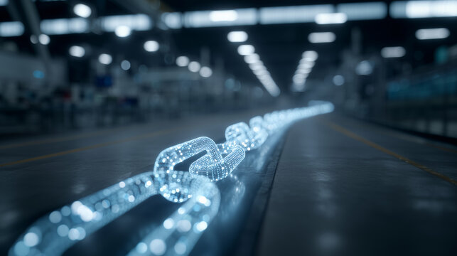 Secure industrial supply chain, a technology concept of data and logistics connection