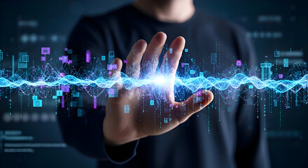 Data Analysis Concept with Hand and Digital Network