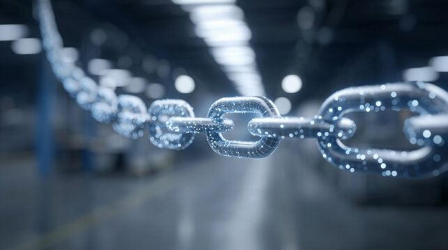 Blockchain and digital transformation concept with a secure, connected network chain - Powered by Adobe