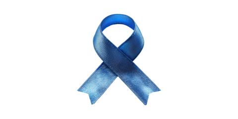 Blue Awareness Ribbon Symbolizing Prostate Cancer And Child Abuse Prevention Isolated On Transparent Background