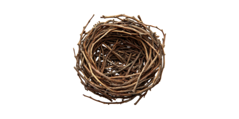 Bird'S Nest Made Of Twigs. Symbol Of Home And Nature'S Craftsmanship Isolated On Transparent Background