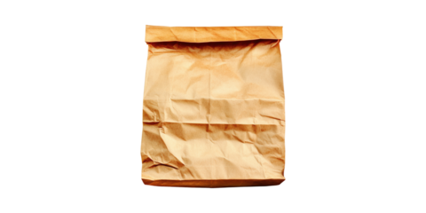 Brown Paper Bag. Eco-Friendly Packaging For Groceries And Takeout Isolated On Transparent Background