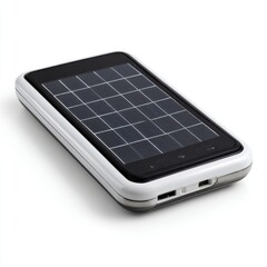 Solar powered charger for electronics sleek design isolated on white background studio quality crisp details ar 16:9