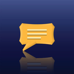3D chat bubble icon, chat bubble icon with dark blue and light blue gradient background, suitable for use in chat applications, messages, chats, and etc