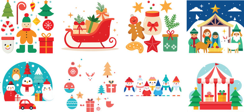  Christmas Icon Set in Flat Design Style  Christmas icon bundle gesign