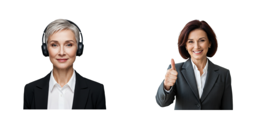 Empowering customer support conversations professional setting digital portraits office environment teamwork concept. Cut out PNG set