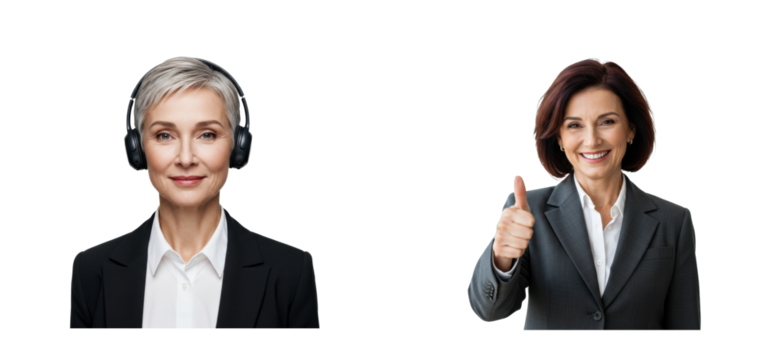 Empowering customer support conversations professional setting digital portraits office environment teamwork concept. Cut out PNG set - Powered by Adobe