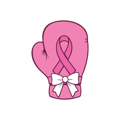 pink boxing glove with a ribbon symbolizing the fight against breast cancer. A powerful icon of strength hope and courage for cancer awareness