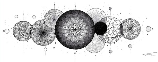 Abstract black and white geometric patterns