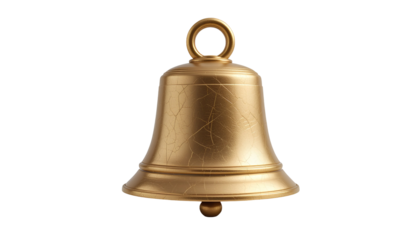 Antique Golden Brass Bell – Vintage Metal Design PNG
