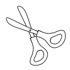 Line art scissors with a black handle