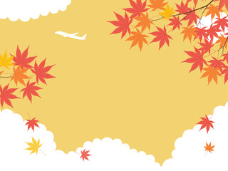 秋旅をイメージした紅葉と空の背景_ベクターイラスト
