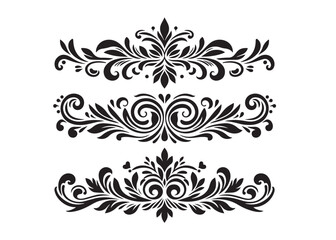 ornament border logo silhouette vector, floral border silhouette vector design, vintage ornament floral logo silhouette vector, botanical ornament border logo vector silhouette on white background