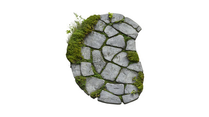 Stone path overgrown with moss and plants nature texture