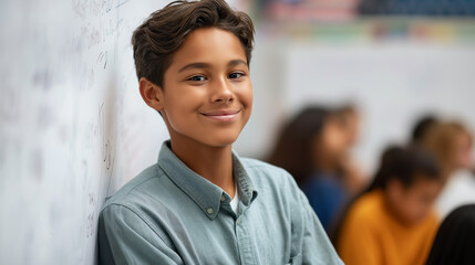 Student Solving Math Problem with Classmates' Support in Classroom