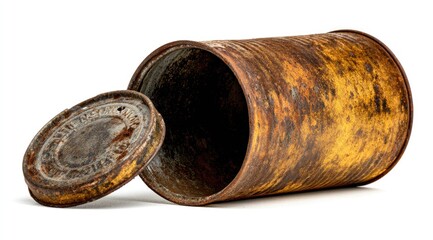 Open rusty metal tin can