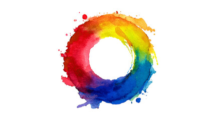 Vibrant Watercolor Ring Abstract Art Rainbow Colors
