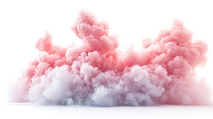A pink and white cloud resembling cotton candy on isolated with transparent concept