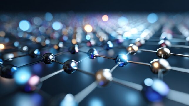 metallic spheres network connection glow