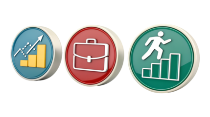 Business growth briefcase career progression icons
