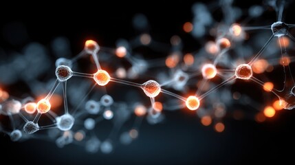 glowing cells network connection science