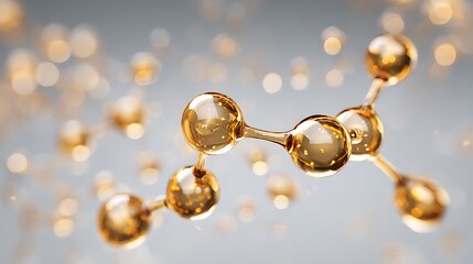 Detailed golden molecular structure showcasing science beauty and elegance in a bright background .