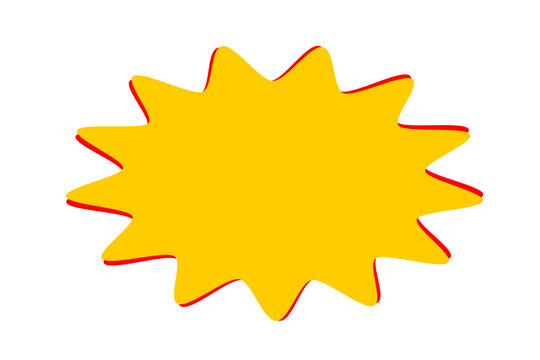 Yellow starburst shape with red outline for labels, sale stickers, price tags, and promotional graphic design elements