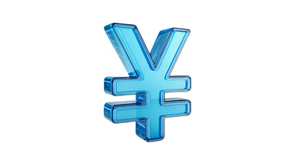 Shiny Blue Yen Currency Symbol 3D Render,