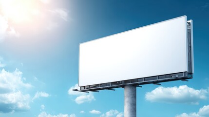 Fototapeta premium Billboard Mockup Against Blue Sky: Outdoor Advertising Space for Marketing Campaigns and Promotions