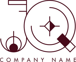 Minimalist JQ Circular Monogram Logo Design with Bold Lines and Elegant Style