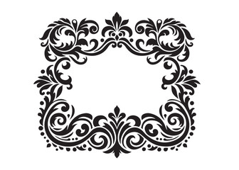 ornament border logo silhouette vector, floral border silhouette vector design, vintage ornament floral logo silhouette vector, botanical ornament border logo vector silhouette on white background