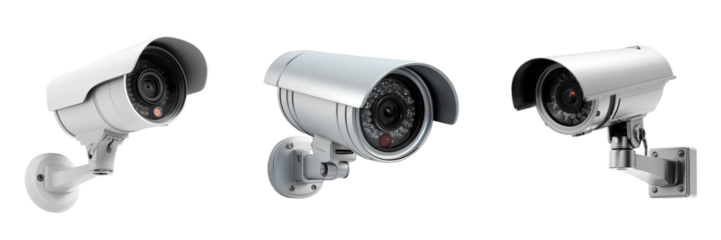 Set of security camera isolated on a transparent background