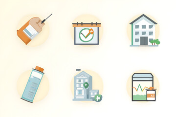 Medical and Healthcare Flat Icons Set Design for Web Use